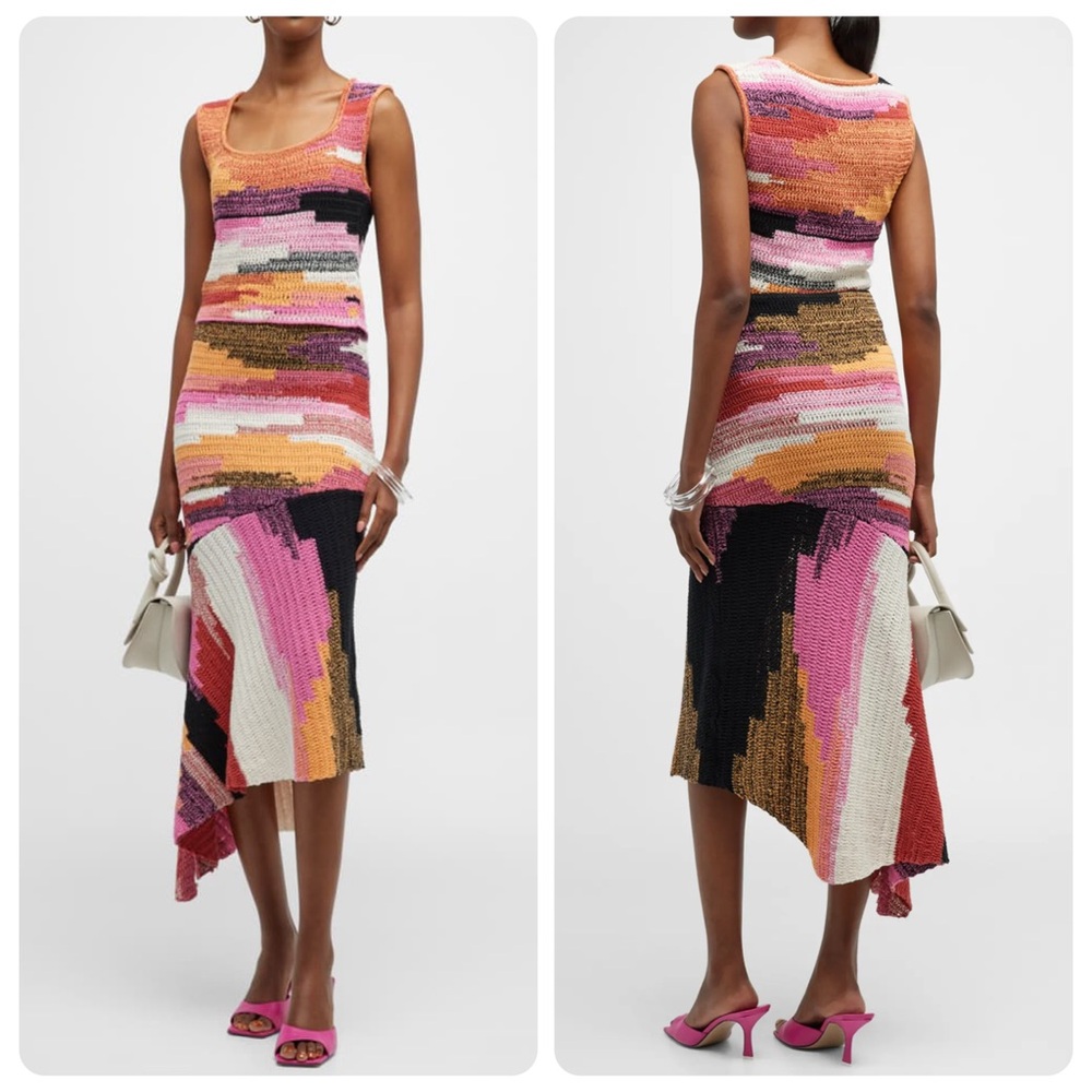 NWT A.L.C. Brayden Crochet strapless dress Small Neiman Marcus pink orange white
